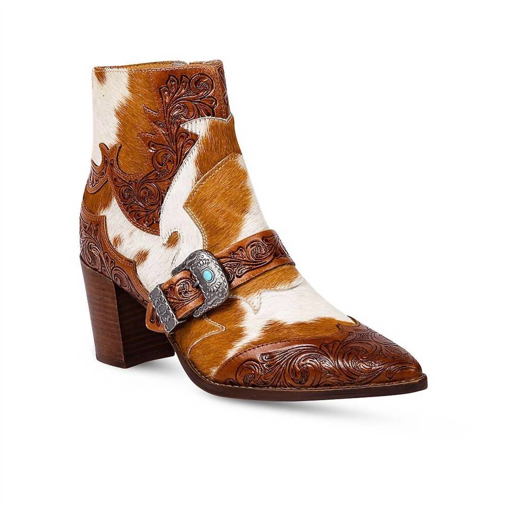 Myra Bag Brown and White Ankle Boots